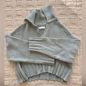 Sablyn Julie Cashmere & Cotton Light Blue Knit Sweater EUC No Flaws Size S